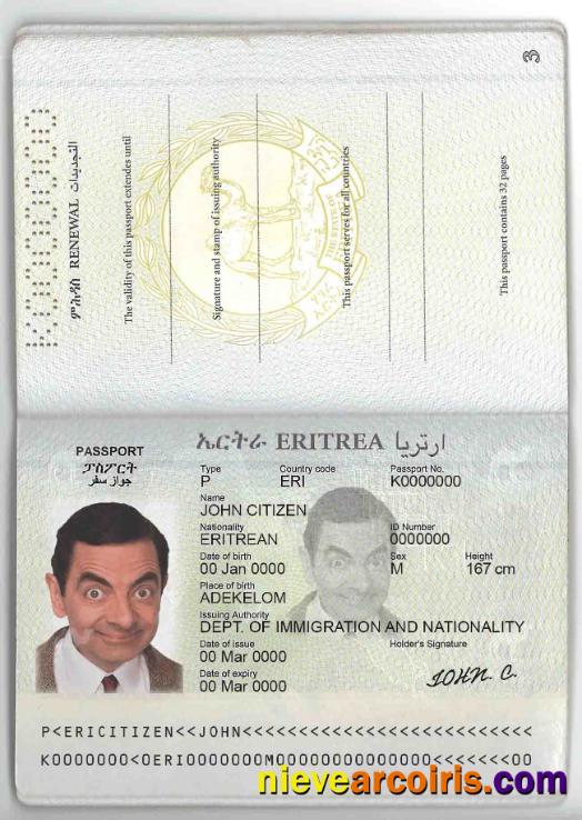 Eritrea passport